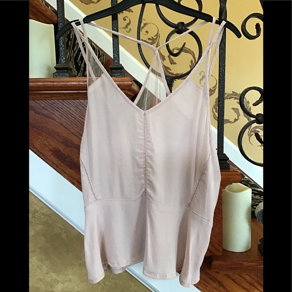 Garage Soft Pink Strappy Ruffle Top Size M
